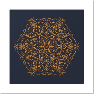 Orange Hand drawn Mandala Posters and Art